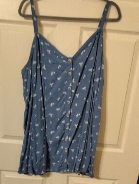 Torrid Light Blue Floral Lingerie-Strap Flared Cami